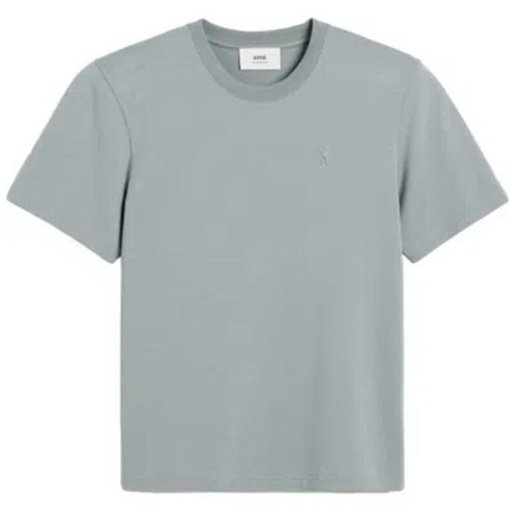Ami Alexandre Mattiussi Logo Debossed Organic Cotton T Shirt In Clay Blue Size S